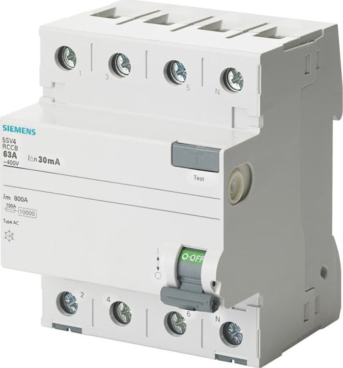 Siemens RCD 4P 25A 0.3A Tip AC 300mA 400V SENTRON 5SV4642-0