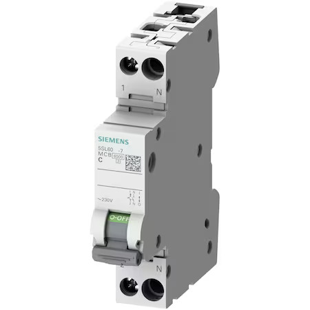 Siguranta automata, Siemens, 5SL6004-7, 1P+N, 4A, curba de declansare C, capacitate de rupere 6kA