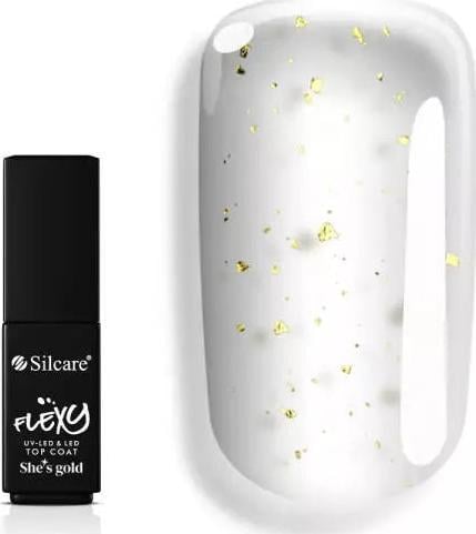 Silcare SILCARE_Flexy She's Gold Top Coat preparat pentru unghii cu particule de aur 4,5 g