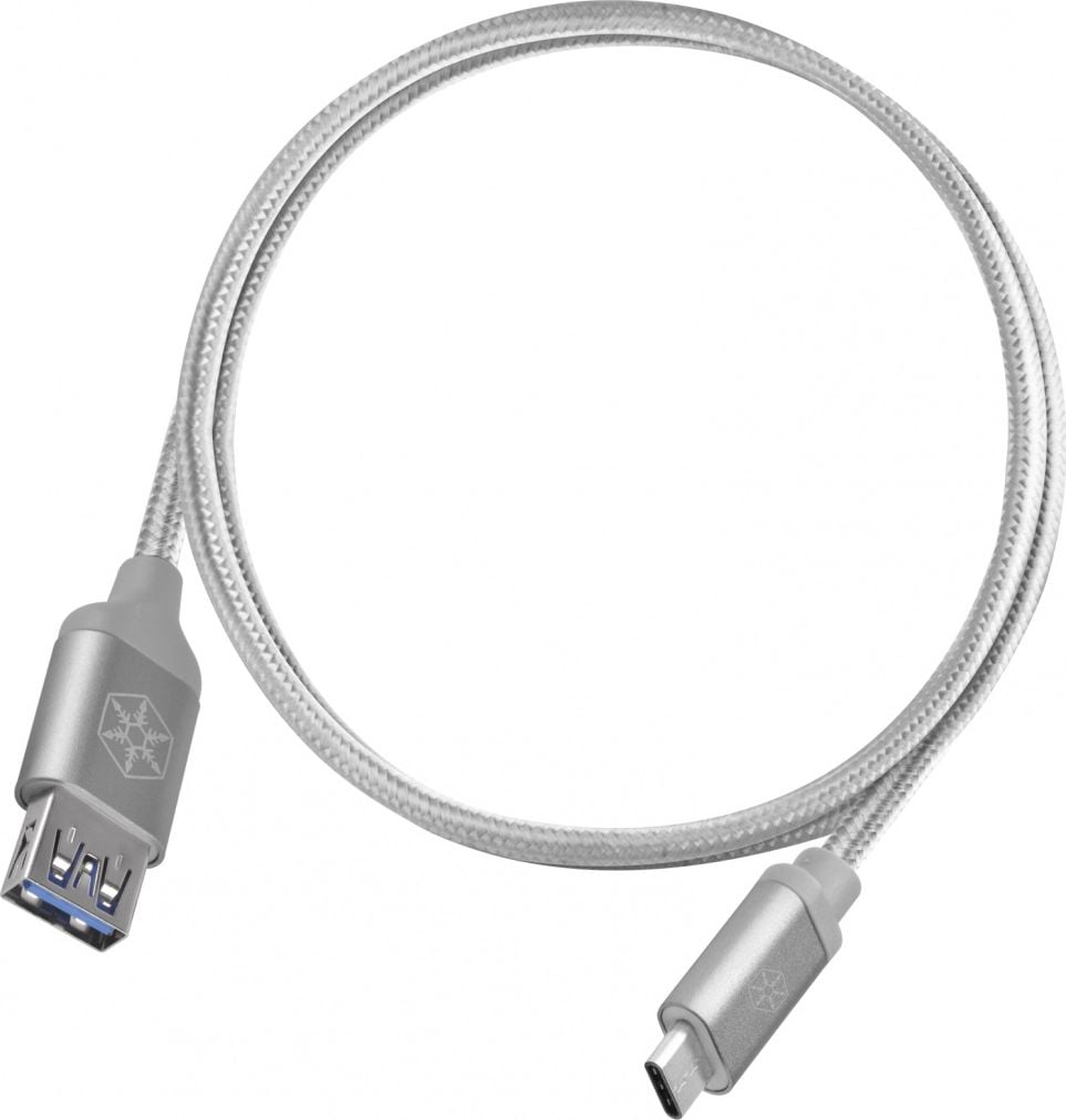 SilverStone USB-A - Cablu USB-C USB 0,5 m Argintiu (52034)