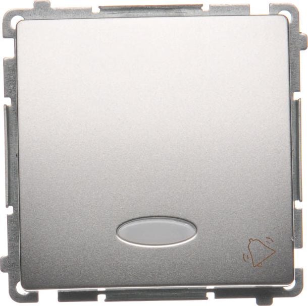 Simon buton soneria de bază unică cu iluminare din spate 10AX 250V argintiu mat (BMD1L.01 / 43)