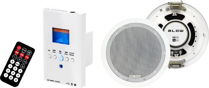 Sistem audio ambiental cu doua boxe incastrabile, Bluetooth, USB, SD-Card si FM, 30w RMS, alb