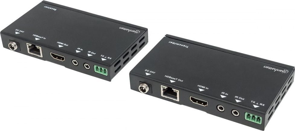 Sistem de transmitere a semnalului AV Manhattan EXTENDER HDMI HDBASET CAT6/6A/7 4K TO 40M IR POC
