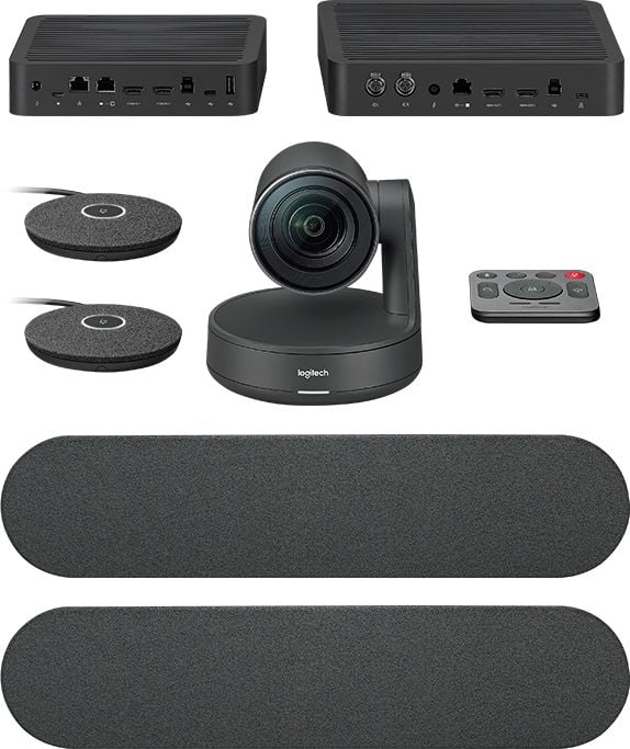 Sistem videoconferinta Logitech Rally Ultra-HD 4K ConferenceCam Plus, Zoom 15X, Dual Speaker & MicPod