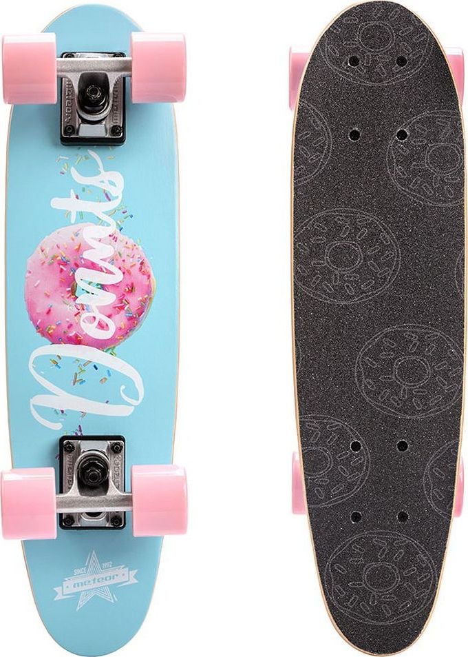 Skateboard Meteor Donuts albastru-roz-negru (22590)