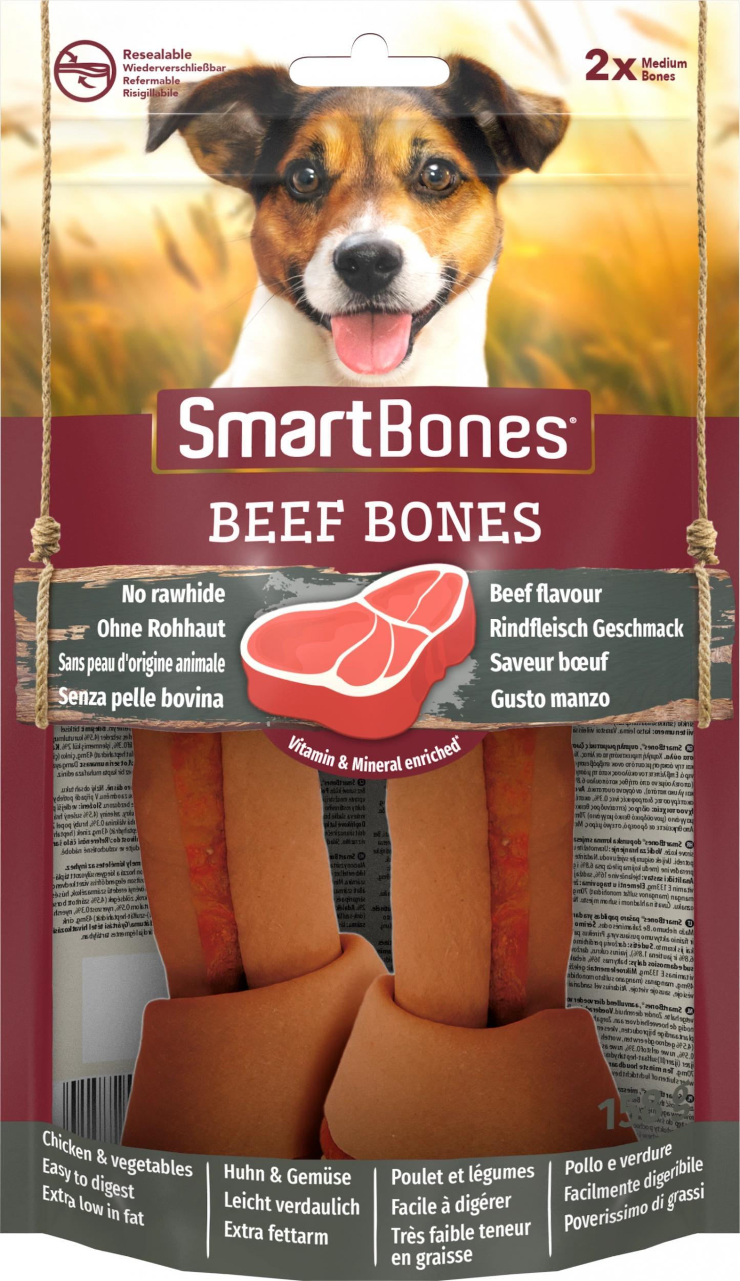 Biscuite Recompense si Proteina pentru Intarirea Dintilor cu Carne uscata Smart Bones 661531, 158g