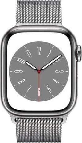 Ceas inteligent Apple Apple Watch Series 8 GPS + Cellular MNJ83EL/A 41 mm, Retina LTPO OLED, ecran tactil, monitorizare ritm cardiac, impermeabil, Bluetooth, Wi-Fi, argintiu, argintiu
