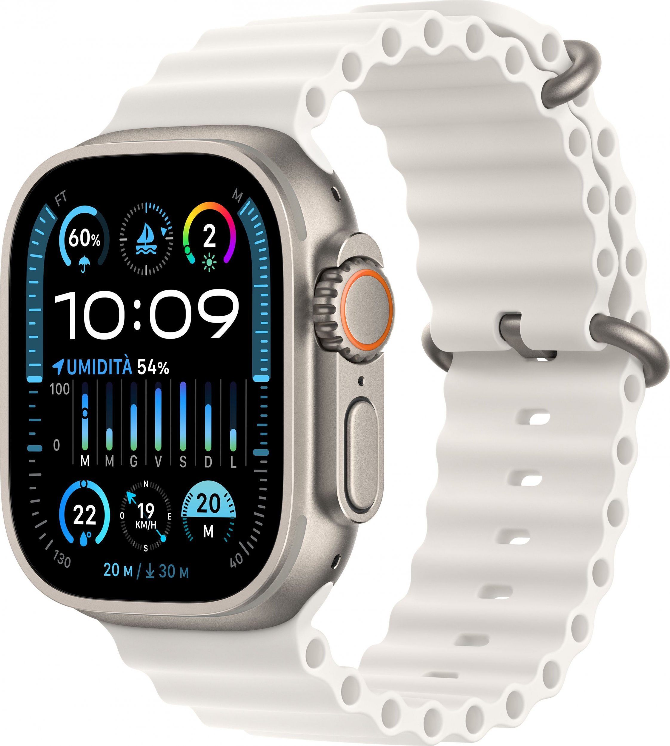 Smartwatch Apple Apple Watch Ultra 2 GPS + Cellular, 49mm Titanium Case with White Ocean Band,Model A2986