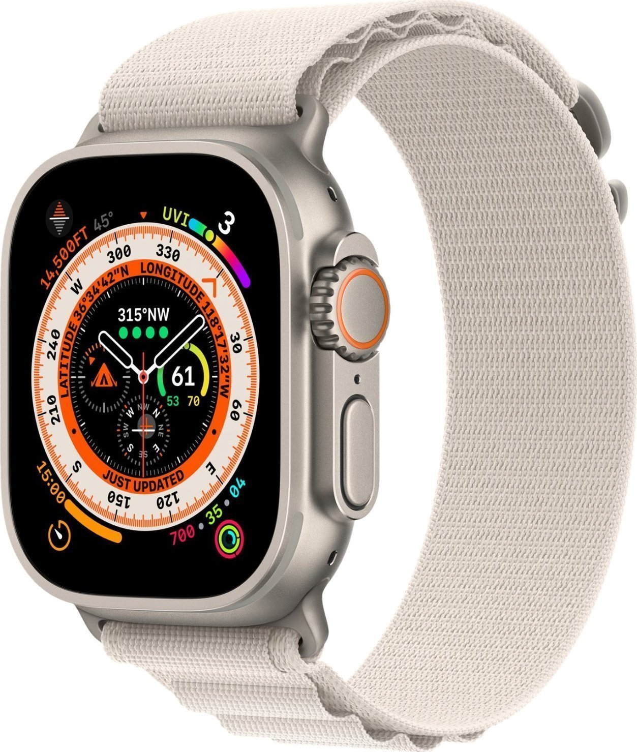 Smartwatch Apple Apple Watch Ultra GPS + Cellular MQFR3UL/A 49mm, Retina LTPO OLED, Touchscreen, Heart rate monitor, Waterproof, Bluetooth, Wi-Fi