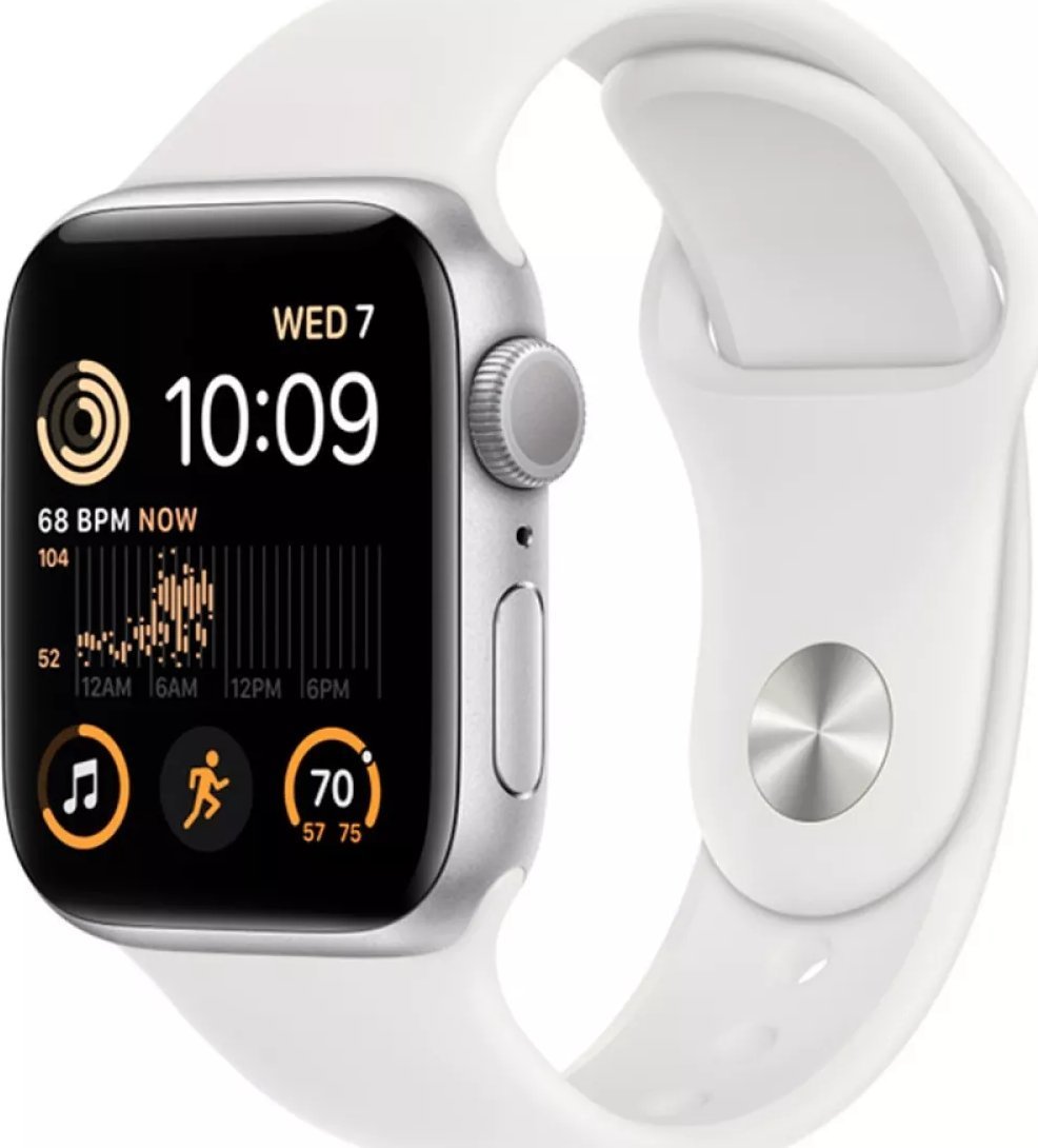 Apple Watch SE 2022 GPS Smartwatch 44 mm Argintiu Alu Sport Alb (MNK23EL/A)