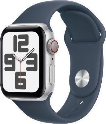 Smartwatch Apple Watch SE GPS + Cellular, 40mm Koperta z aluminium w kolorze srebrnym z paskiem sportowym w kolorze sztormowego błękitu - M/L