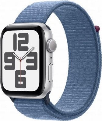 Smartwatch Apple Watch SE GPS, 44mm Koperta z aluminium w kolorze srebrnym z opaskš sportowš w kolorze zimowego błękitu