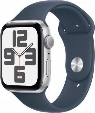 Smartwatch Apple Watch SE GPS, 44mm Koperta z aluminium w kolorze srebrnym z paskiem sportowym w kolorze sztormowego błękitu - M/L