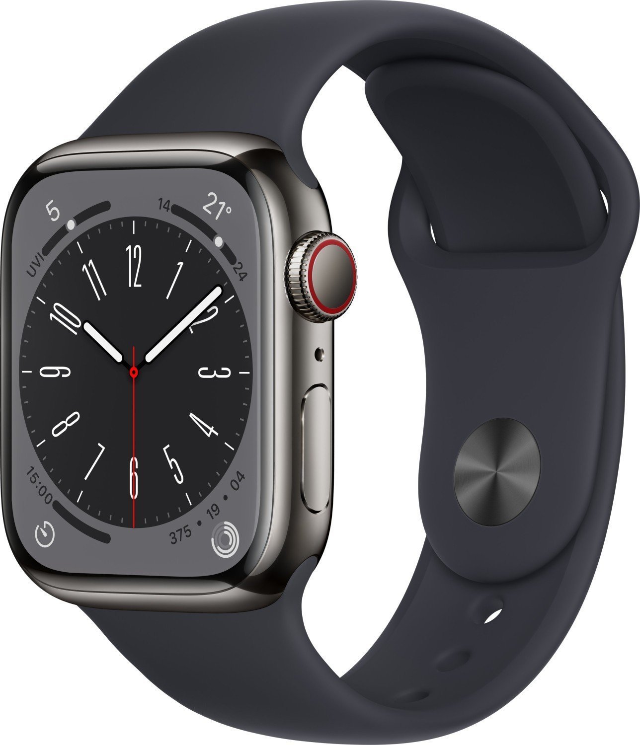 Apple Watch Series 8 GPS + Ceas inteligent celular 41 mm Midnight Oțel inoxidabil Sport Navy (MNJJ3FD/A)