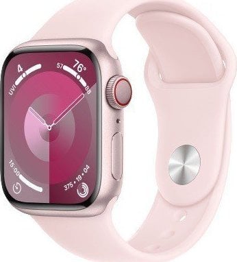 Smartwatch Apple Watch Series 9 GPS + Cellular, 41mm Koperta z aluminium w kolorze różowym z paskiem sportowy w kolorze jasnoróżowym - M/L