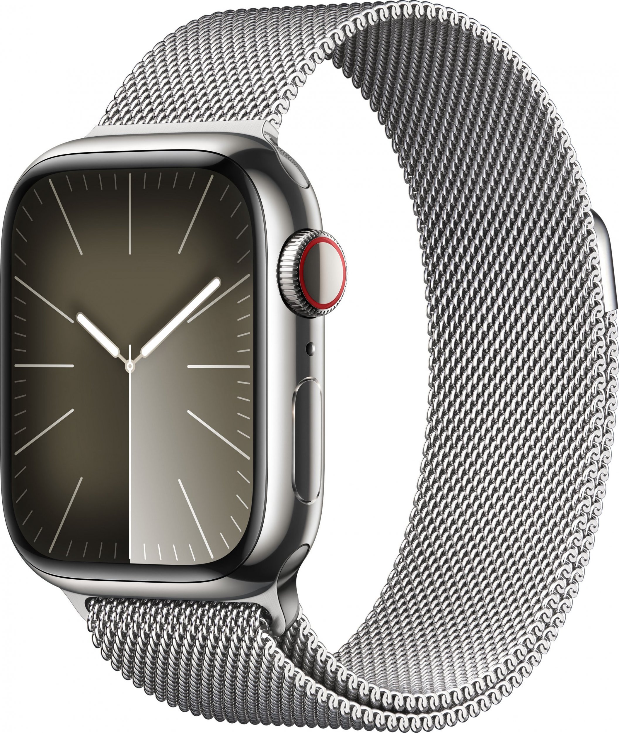 Smartwatch Apple Watch Series 9 GPS + Cellular, 41mm Koperta ze stali nierdzewnej w kolorze srebrnym z bransoletš mediolańskš w kolorze srebrnym