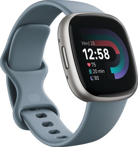 Ceas smartwatch Fitbit Versa 4 Waterfall Blue/Platinum Aluminum