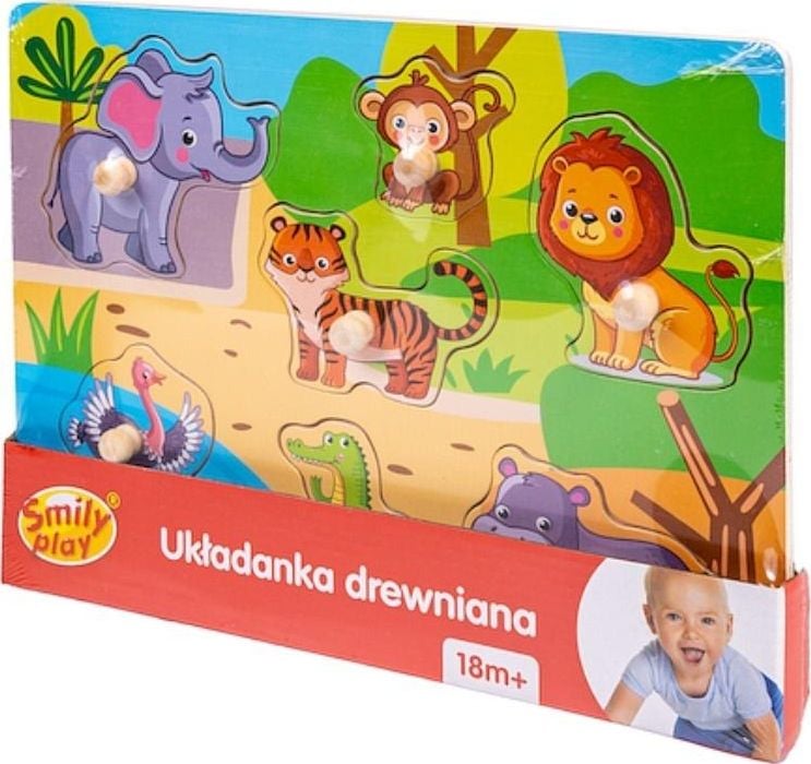 Smiley Play Puzzle din lemn Mânere Zoo