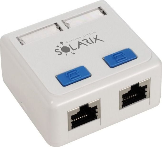Solarix SOLARIX SX288-5E-STP-WH Priză Solarix CAT5E STP 2 x RJ45 pentru tencuială alb