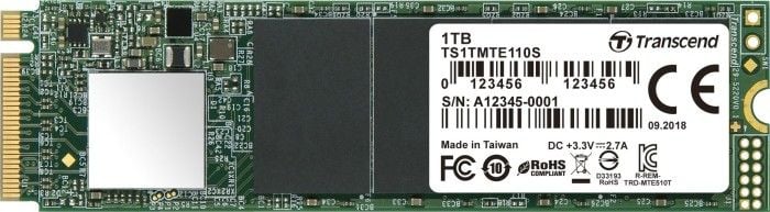 Solid State Drive (SSD) Transcend 110S 1 TB M.2 2280 PCI-E x4 Gen3 NVMe (TS1TMTE110S)