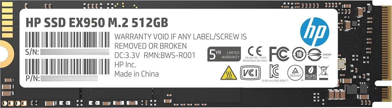 Solid-State Drive SSD HP EX950, 512GB, M.2 2280, PCIe 3.0 x4