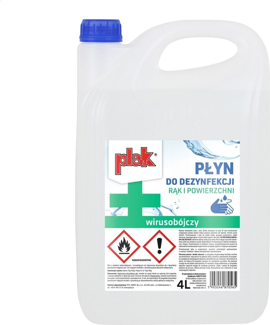 Solutie fara alcool pentru dezinfectarea suprafetelor, Plak 87061, flacon 1 litru, neinflamabila