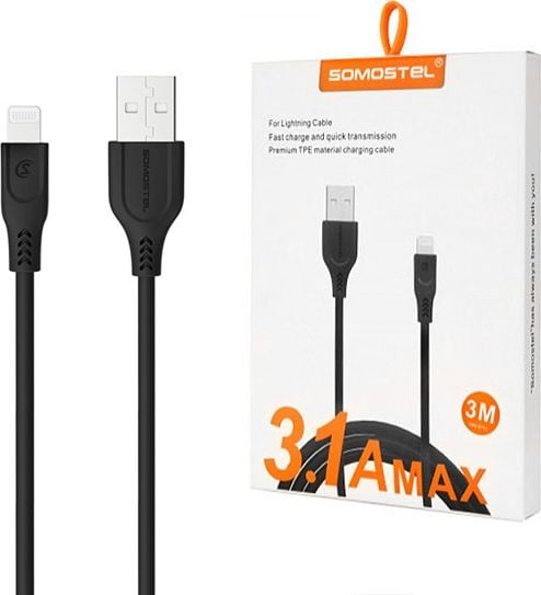 Somostel USB-A - Cablu USB Lightning 3 m Negru (25930)