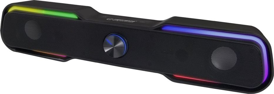 Soundbar - Soundbar USB 6W cu LED RGB, Esperanza Rainbow APALA, cablu 120 cm, control volum, negru