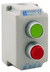 2 pandantiv de control cu ​​un buton de găuri, verde și roșu - ST22K22-1