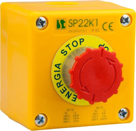 Toner butonul de urgență prin rotirea galben 1R IP65 glandă 1x M20 (SP22K15-1)