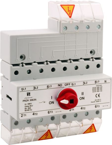 Comutator rețea unitate 63A 3P + N N pol eliberabil (PRZK-3063NW01)