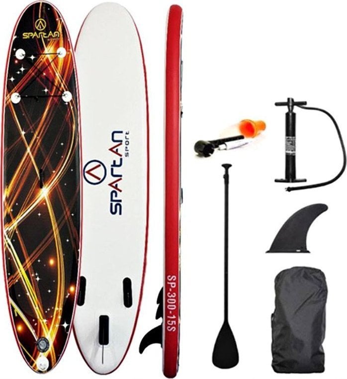 Spartan Paddleboard Placă gonflabilă SUP cu vâsle și accesorii Spartan SUP 10&apos; Maro-Roșu