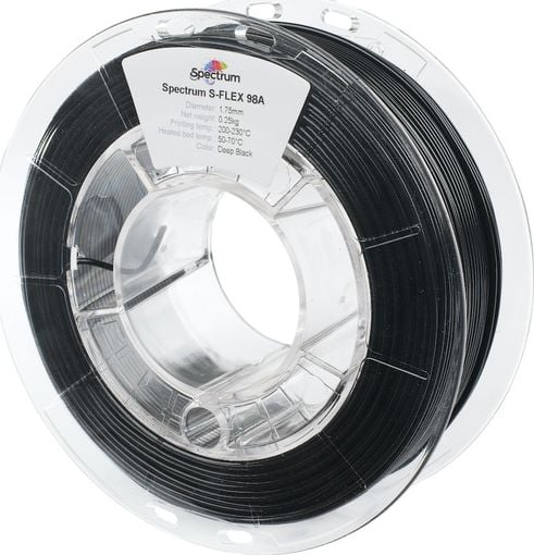 Filament Spectrum S-Flex 98A 1,75 mm Negru adânc 0,25 kg