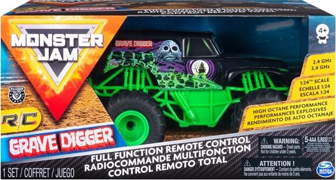 Masinuta Monster Jam RC - Grave Digger, scara 1:24