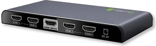Splitter Techly AV HDMI 2.0, 1xIN, 4xOUT, 4K, Negru