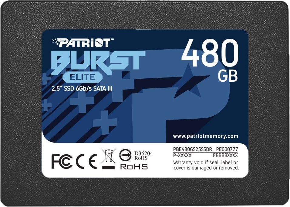 SSD Patriot Burst Elite PBE480GS25SSDR, 480 GB, 2.5 inch, S-ATA 3, 3D QLC Nand, R/W 450/320 MB/s