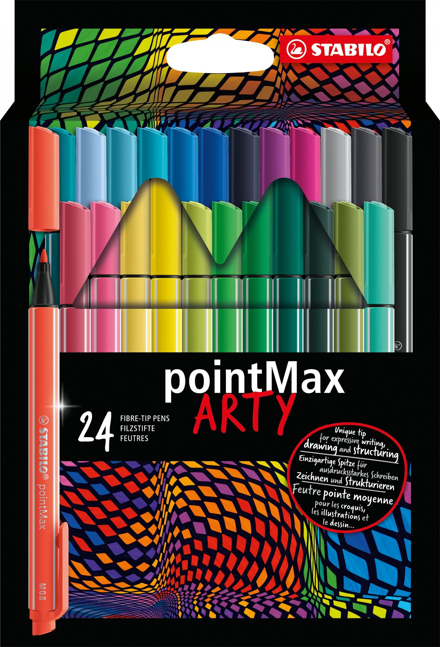 Stabilo Fineliner STABILO pointMAX cutie carton 24 buc ARTY 488/24-2-20