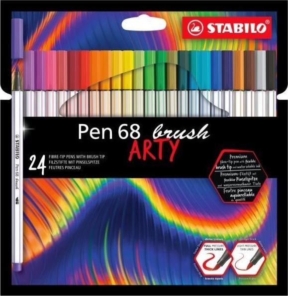 Pix Stabilo STABILO Pen 68 cutie carton cu pensula 24 buc ARTY 568/24-21-20