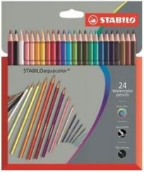Set de creioane Stabilo Aquacolor de 24 de piese intr-o cutie de carton