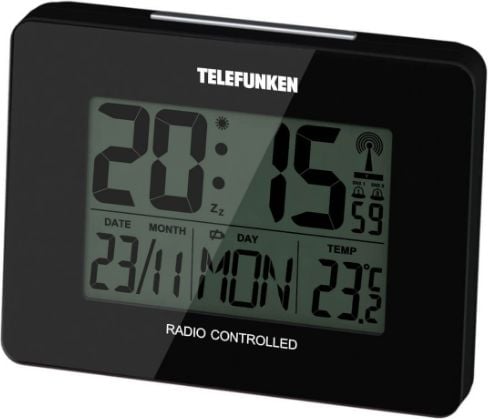 Stație meteo Telefunken FUD-40, neagră, Alarmă , Data stampilei , Ceas,Afișaj electronic