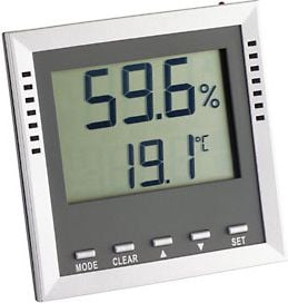 Statii meteorologice - Termometru digital TFA, Contor de temperatura/ umiditate, LED, Gri