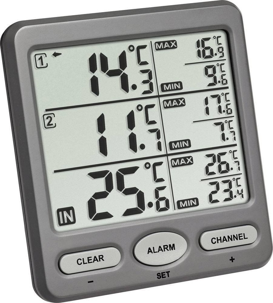 Statii meteorologice - Termometru digital TFA, Interior/ Exterior, Wireless, Gri