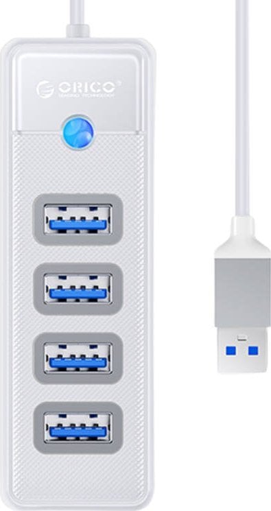 Hub adaptor USB Orico la 4x USB 3.0 Orico, 5 Gbps, 0,15 m (alb)