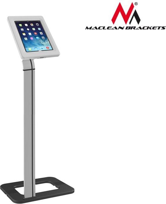 Suport si docking tablete - Stand de podea pentru tableta cu incuietoare, Maclean MC-645, alb