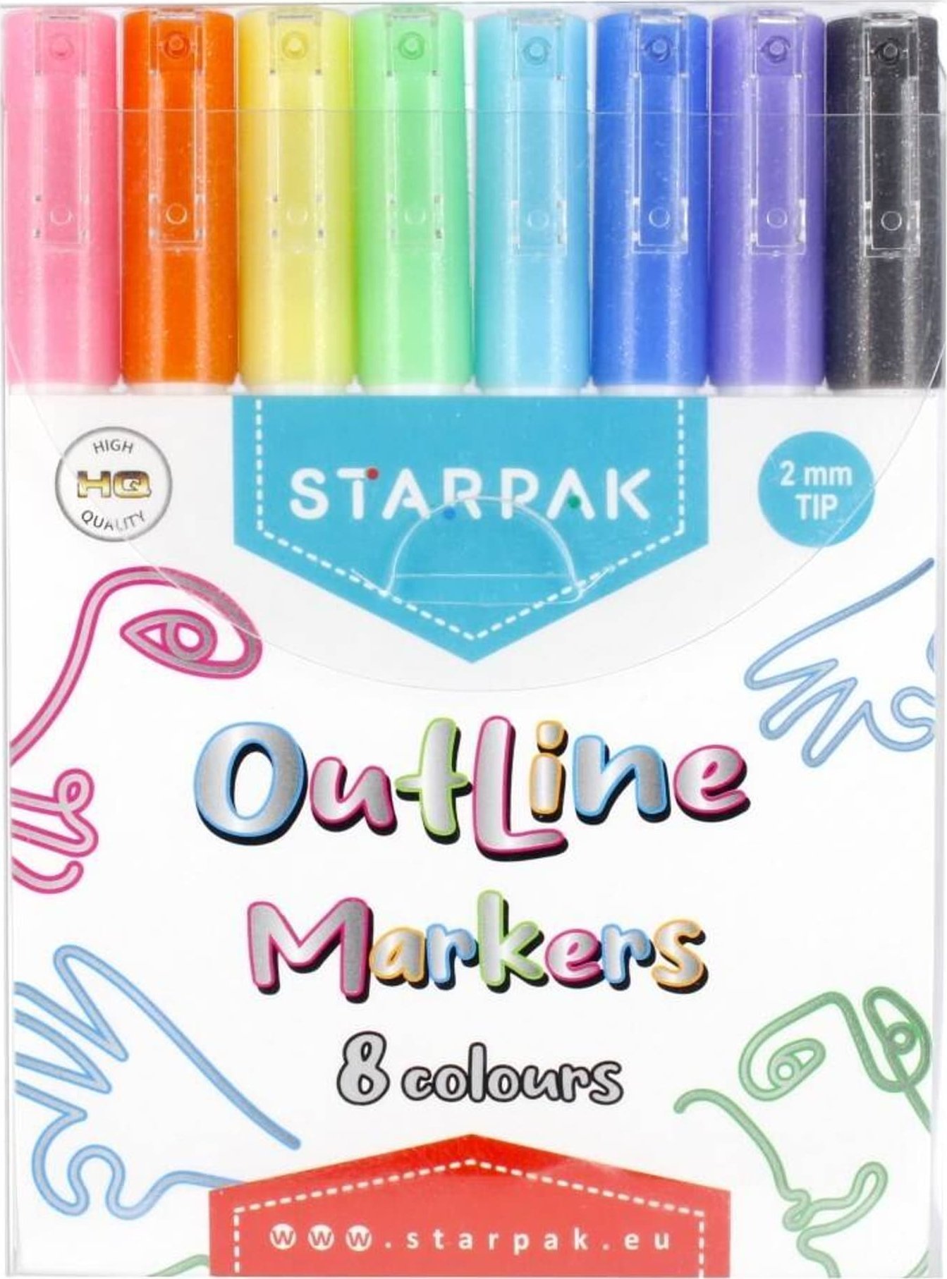 Starpak CONTOUR MARKER OUTLINE METALC 8KOL STK WB12/36