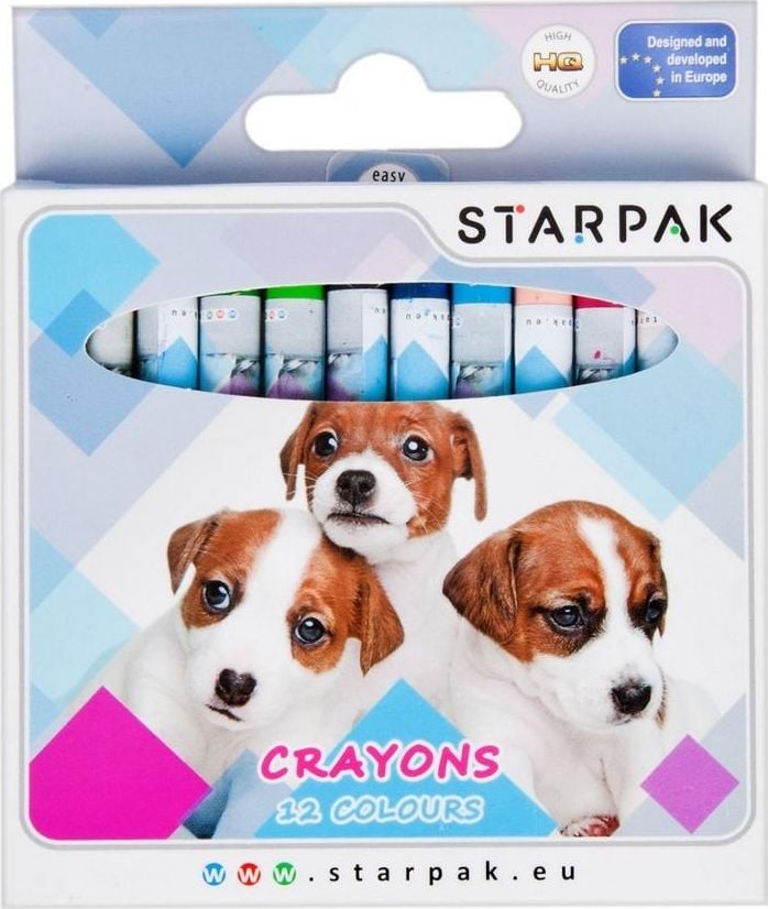 Starpak și creioane ceară 12KOL STK DOGGY PUD 12/144