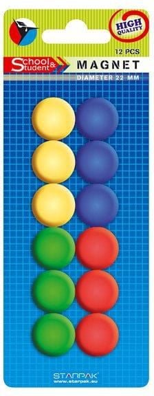 Flipchart si accesorii - Magneti colorati pentru tabla magnetica, diametru 22mm, set 12 bucati