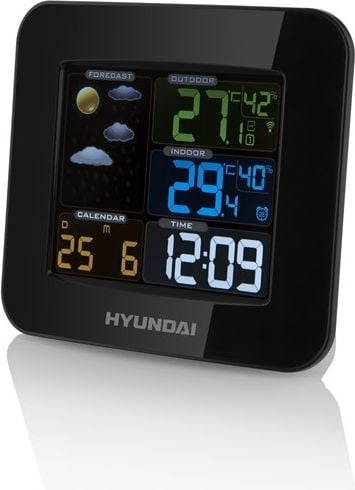 Stația meteo Hyundai WS 8446,neagra, Afișaj electronic,de la 0 grade C la +50 grade C