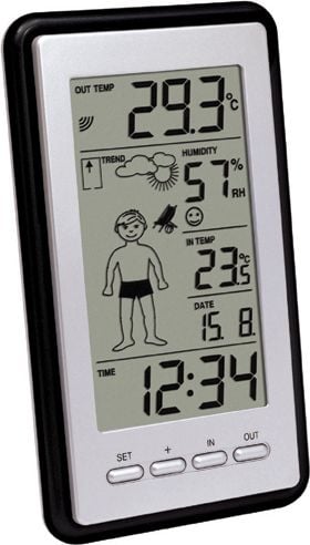 Stația meteo Technoline WS 9632,negru și oțel,Senzor extern , Raza de actiune: 100 m