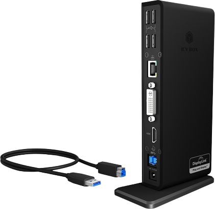 Statie de andocare pentru notebook si PC, RaidSonic , IcyBox 2x USB 3.0 HDMI , negru